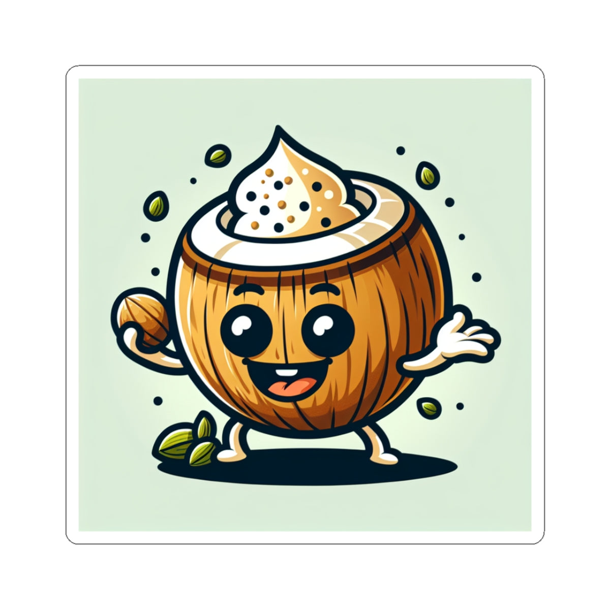 Cute Nut Character Kiss-Cut Sticker Stickers | Fun Laptop & Water Bottle Decal