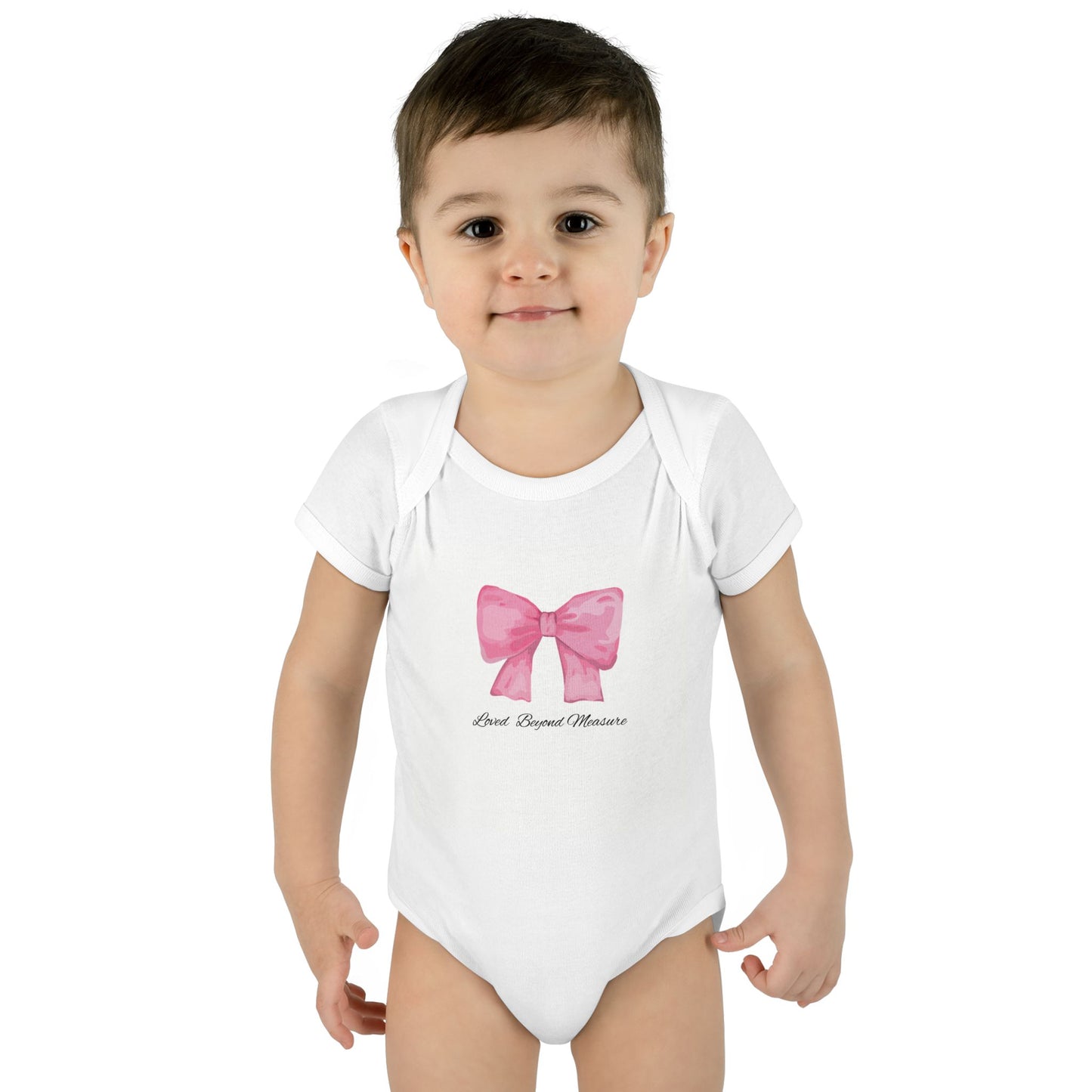 Infant Baby Girl Rib Bodysuit/Onesie- Loved Beyond Measure Ribbon