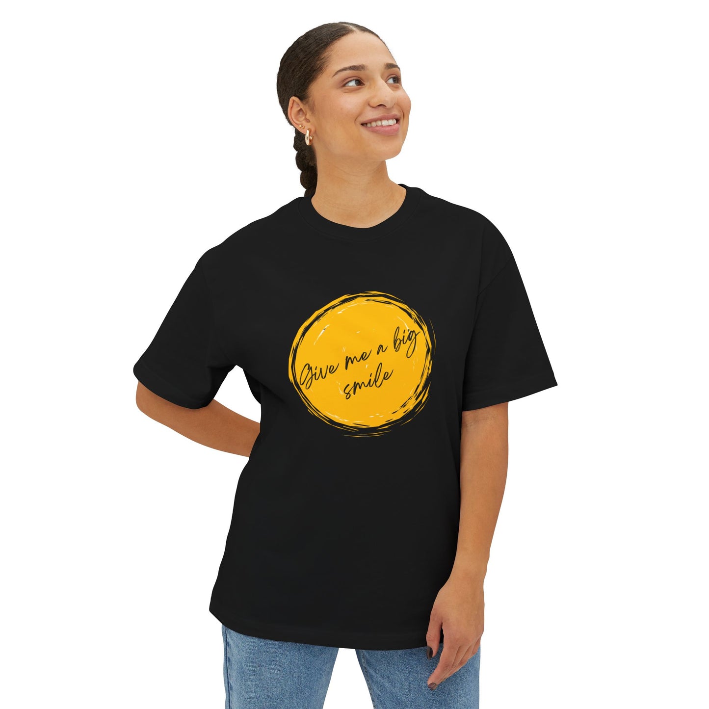 Women's/Unisex Oversized Boxy Tee Graphic Give Me A Big Smile