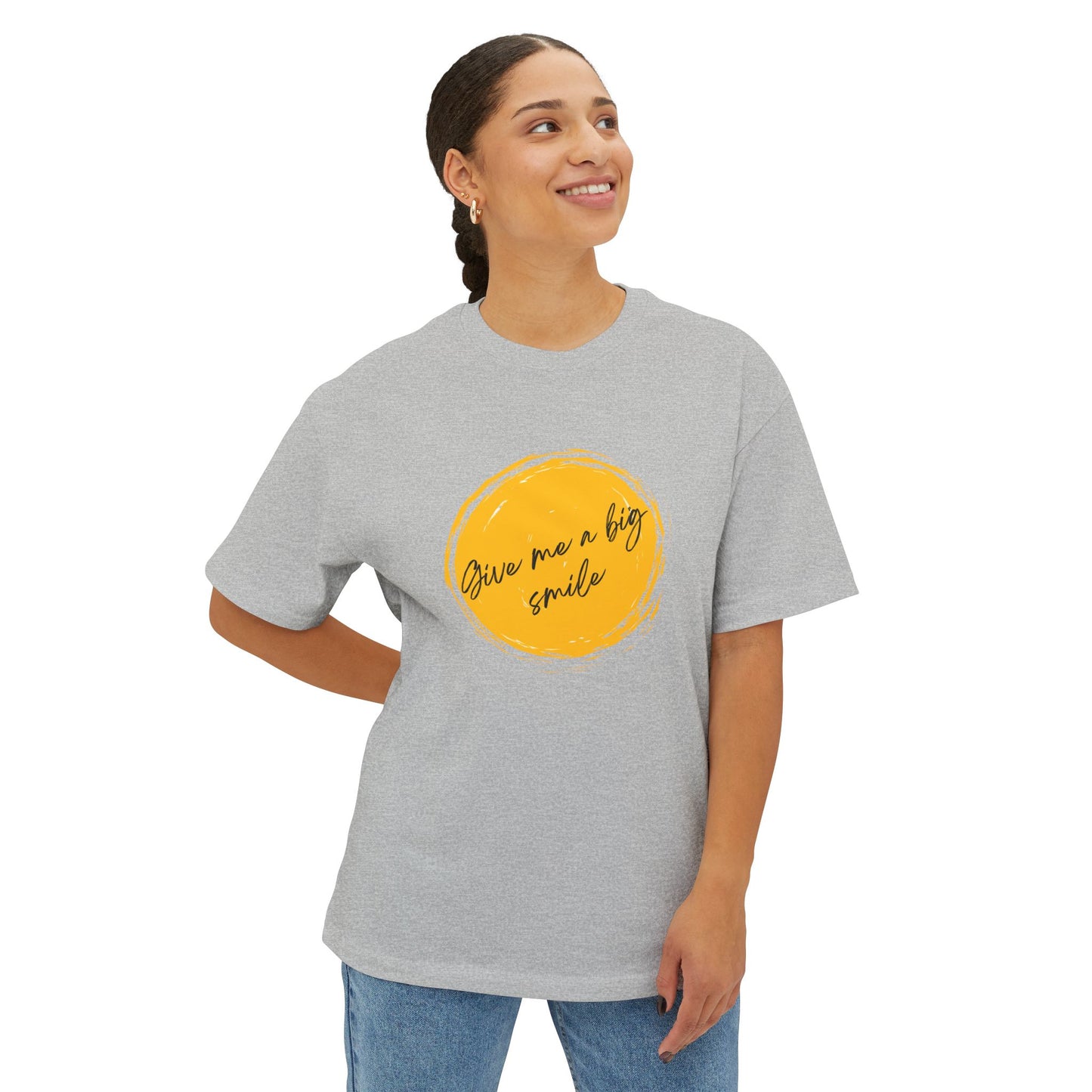 Women's/Unisex Oversized Boxy Tee Graphic Give Me A Big Smile