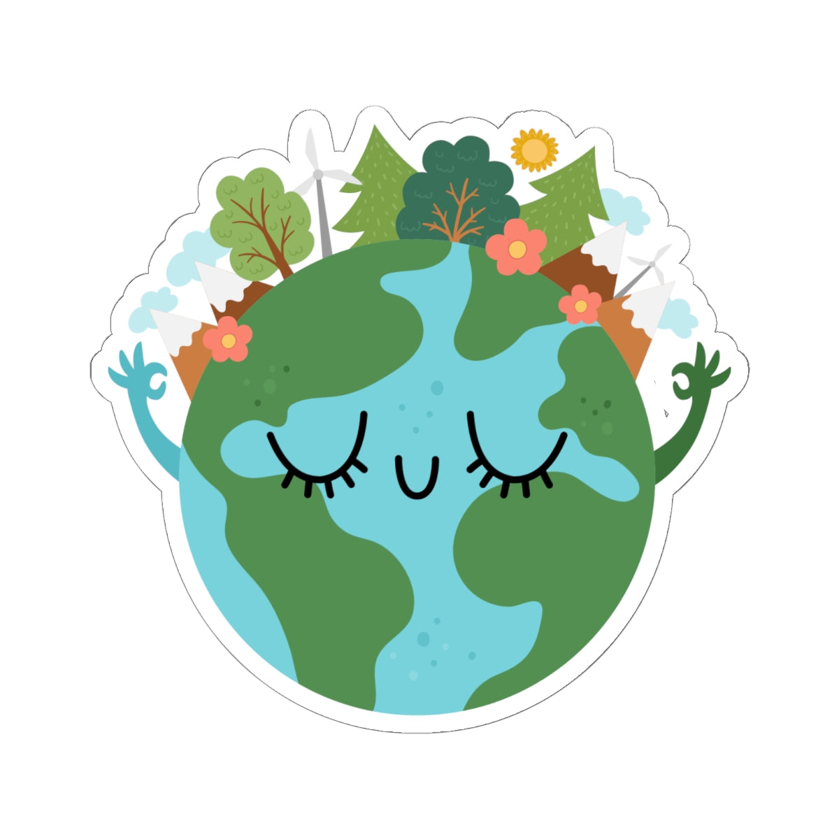 Green World Kiss-Cut Stickers