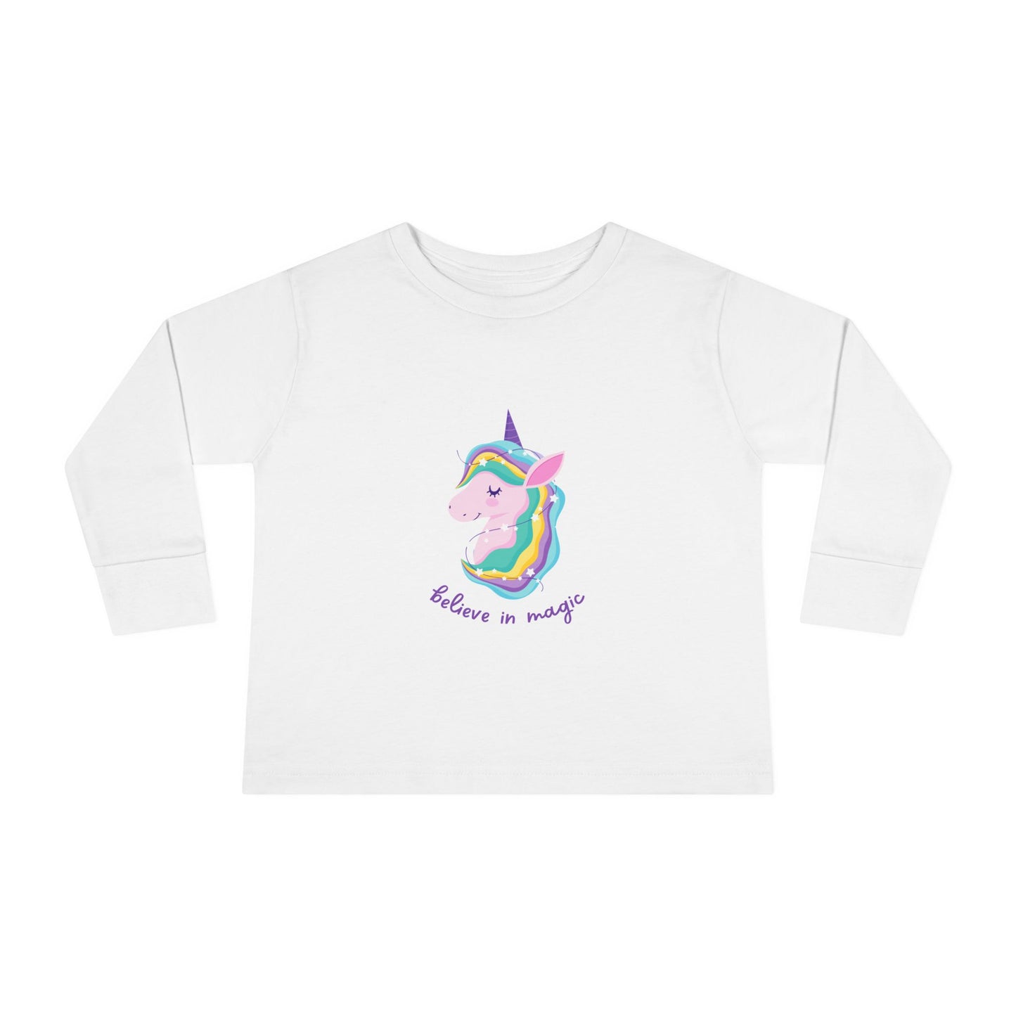 Unicorn I Believe in Magic Toddler Long Sleeve Tee