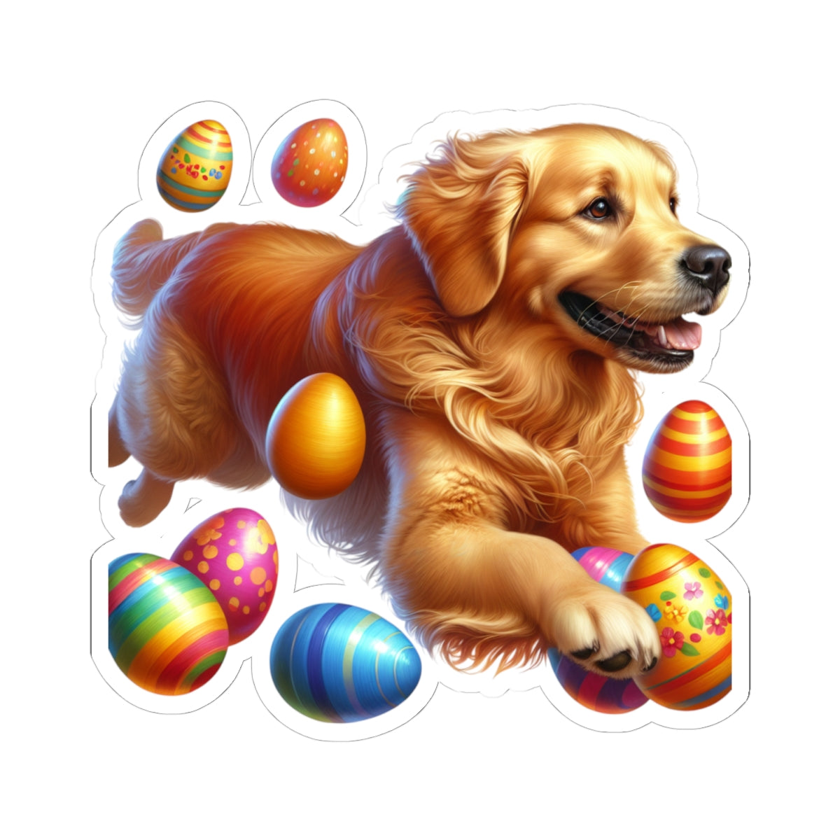 Golden Retriever Easter Kiss-Cut Stickers – Fun Holiday Decor & Gifts Kids Sticker