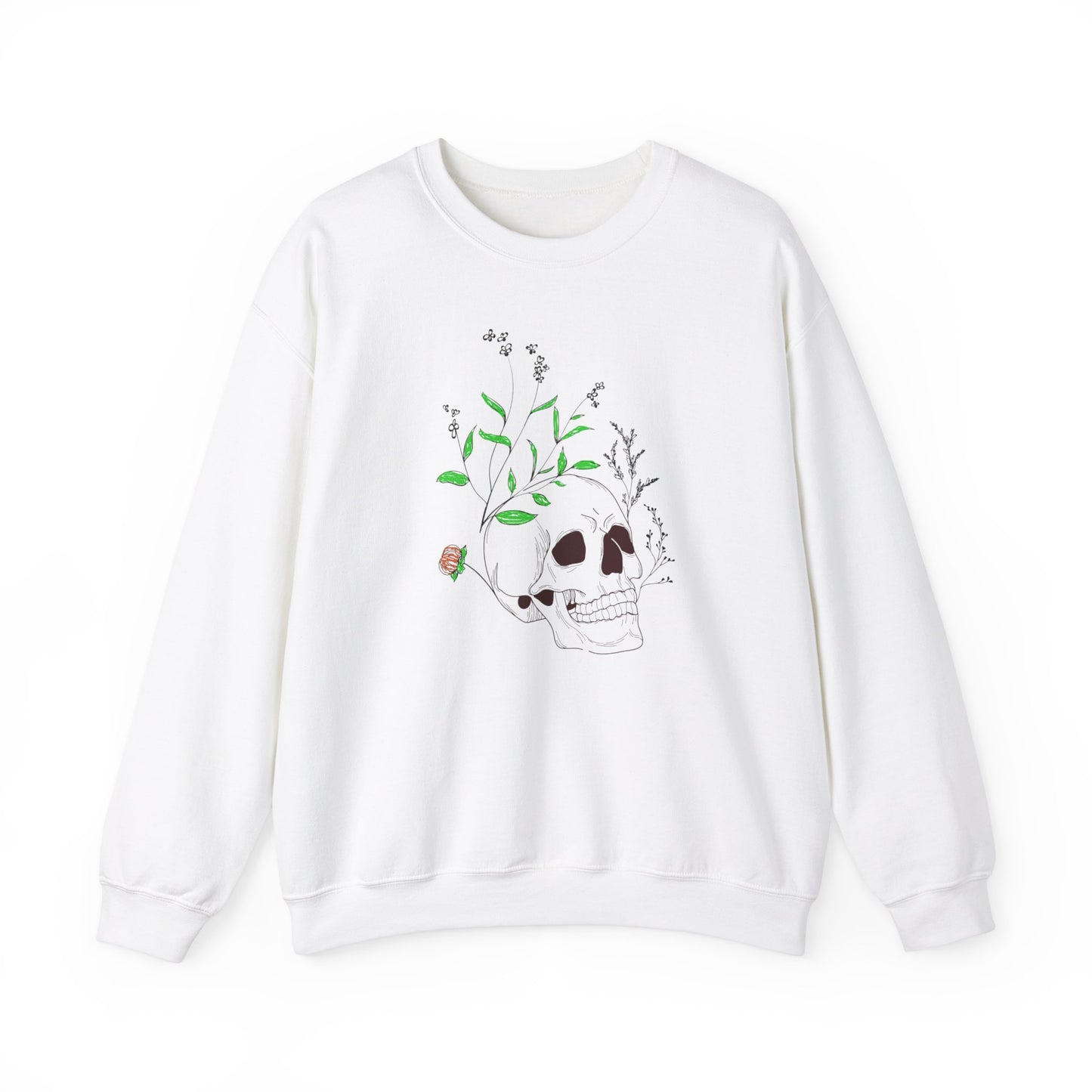 Floral Skull Unisex Sweatshirt - Comfortable Blend, Ethically Made