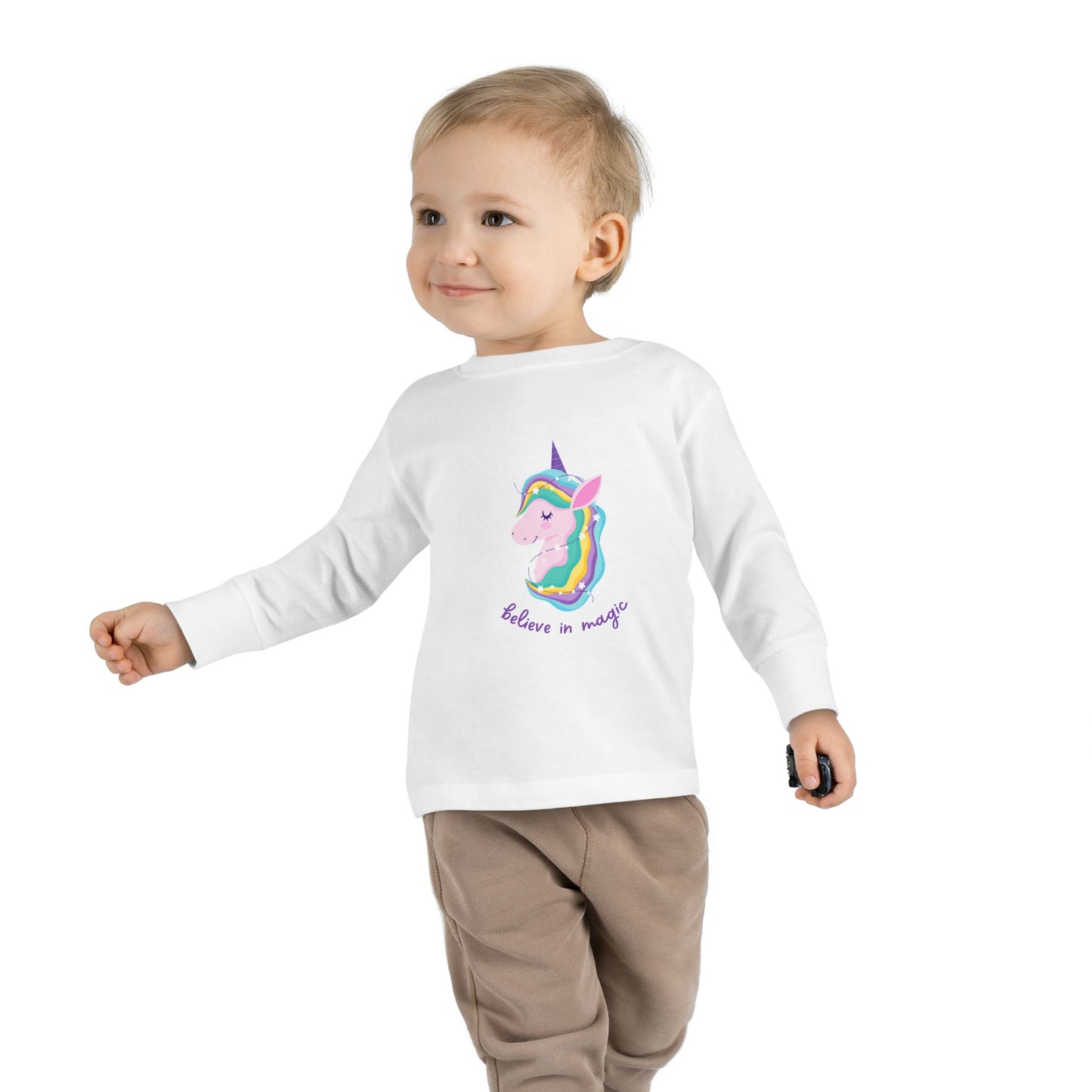 Unicorn I Believe in Magic Toddler Long Sleeve Tee