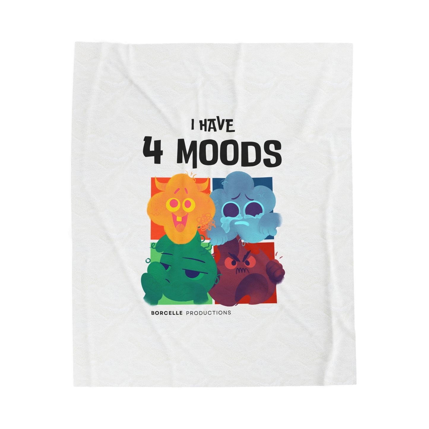 Velveteen Plush Blanket Cozy Funny "I Have 4 Moods" Design