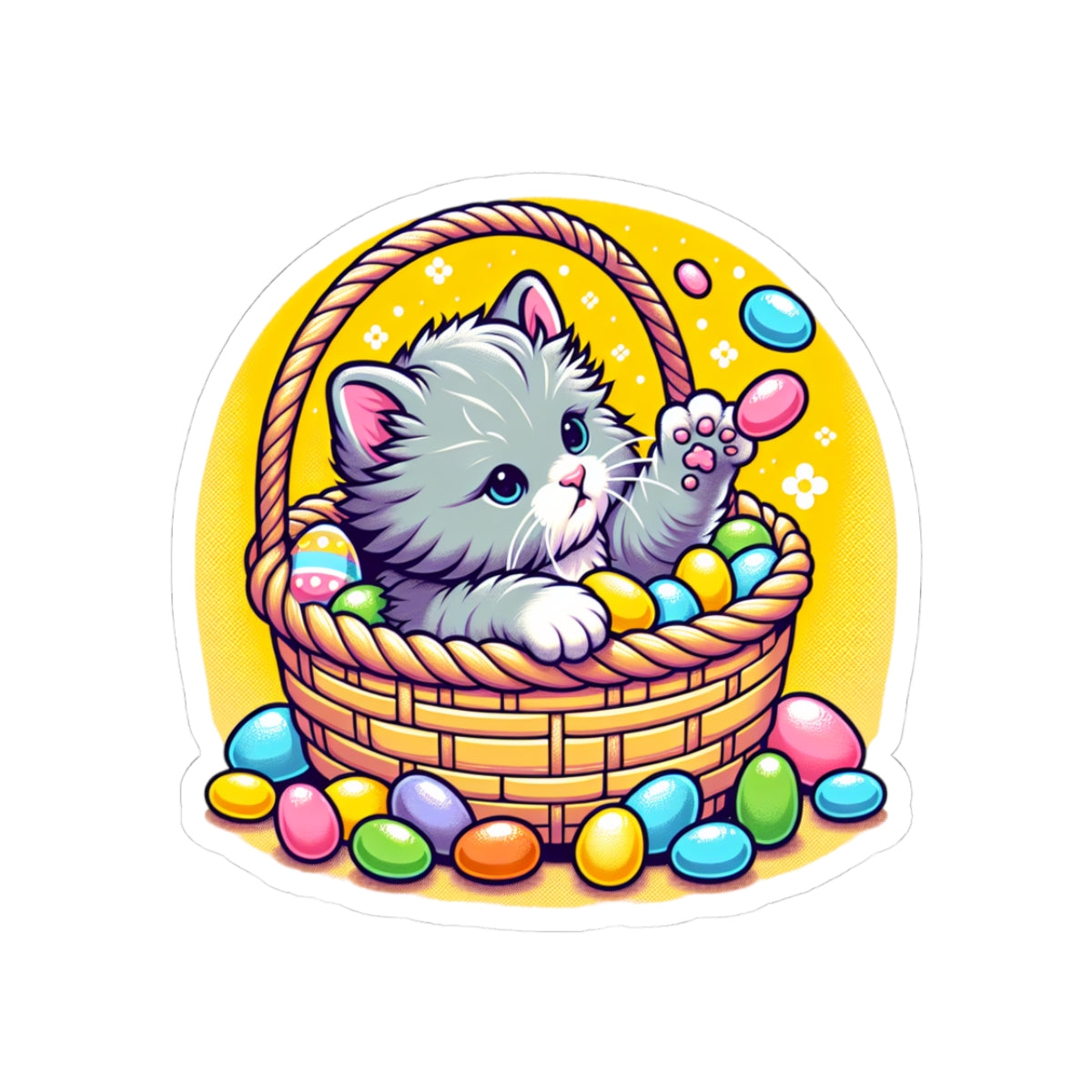 Cute Easter Kitten Kiss-Cut Stickers – Adorable Spring Décor for Cat Lovers Sticker