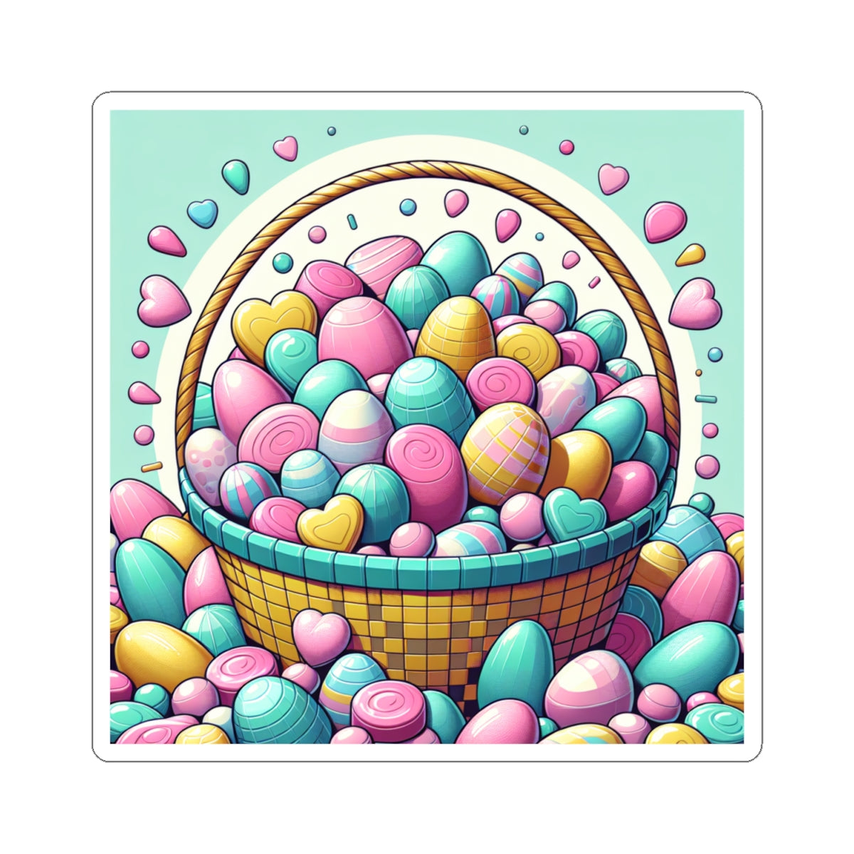 Easter Celebration Kiss-Cut Stickers - Colorful Sticker Egg Basket Design