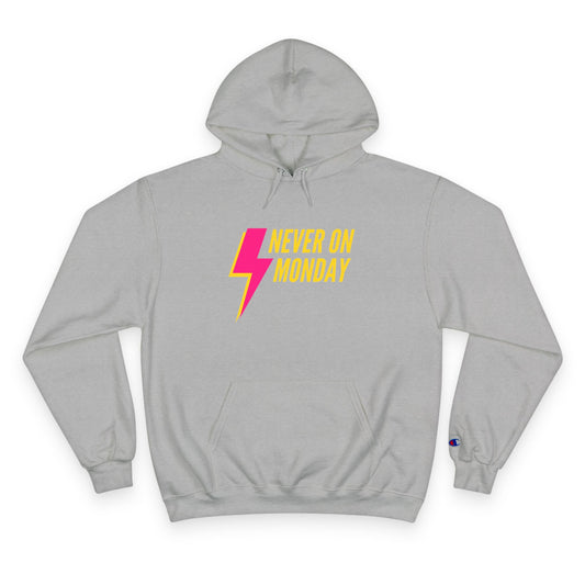 Unisex Champion Hoodie Never on Monday Lightning Bolt