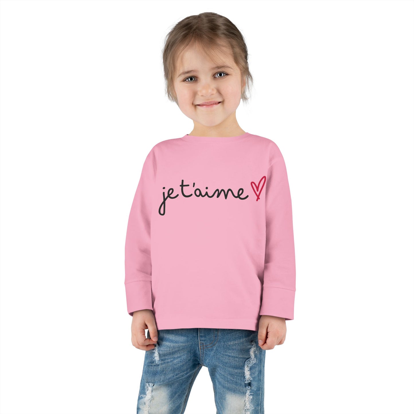 The Toddler Long Sleeve Tee with "I Love You" sounds like a sweet, heartwarming choice for little ones!