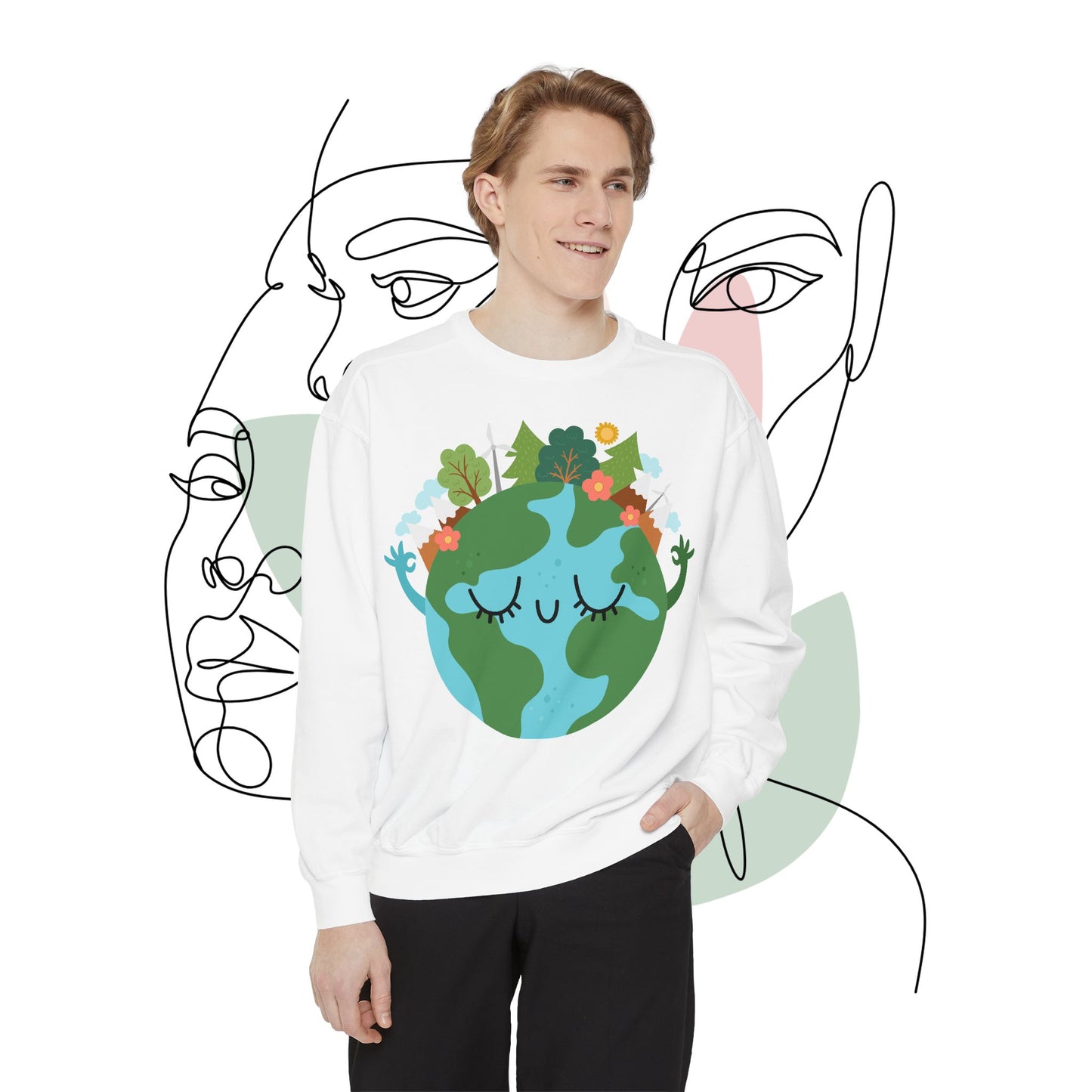 Unisex Garment-Dyed Sweatshirt features a Heart Design