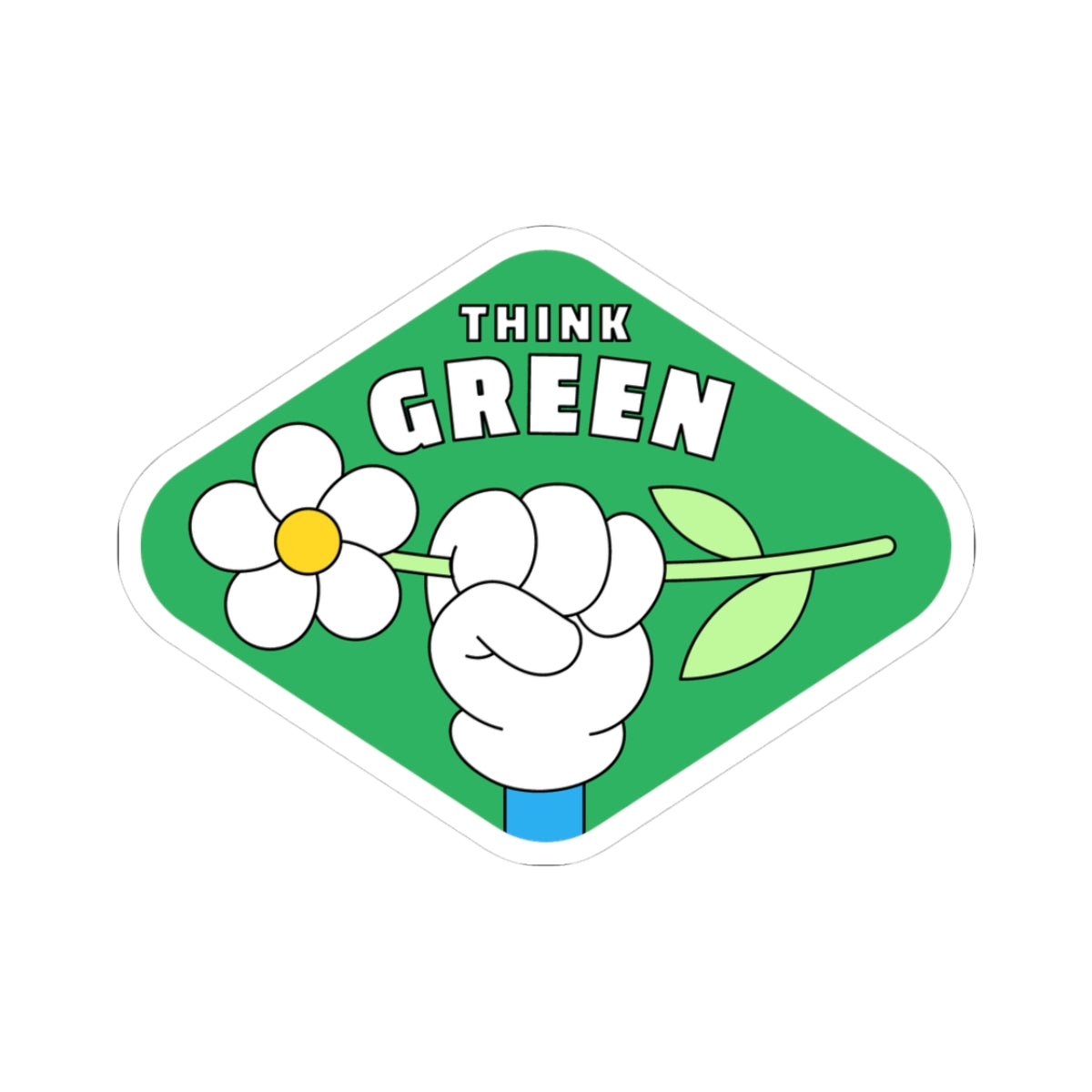 Think Green Kiss-Cut Sticker Stickers - Eco-Friendly Flower Design for Nature Lovers