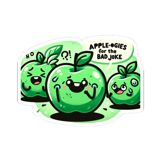 Funny Green Apple Kiss-Cut Sticker Stickers - Perfect for Laptop, Water Bottle, and Gift Ideas