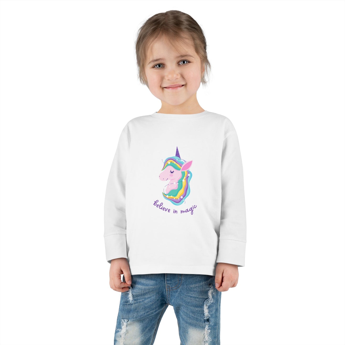 Unicorn I Believe in Magic Toddler Long Sleeve Tee