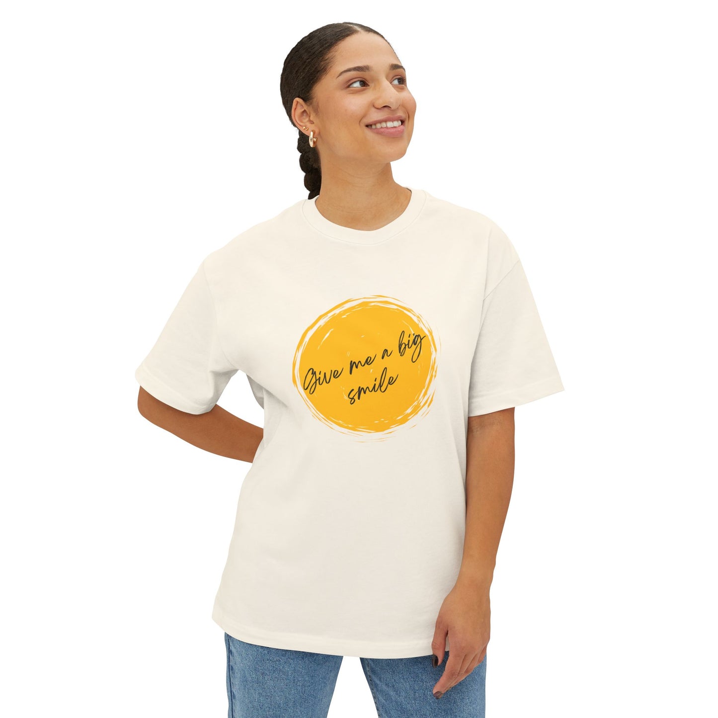 Women's/Unisex Oversized Boxy Tee Graphic Give Me A Big Smile