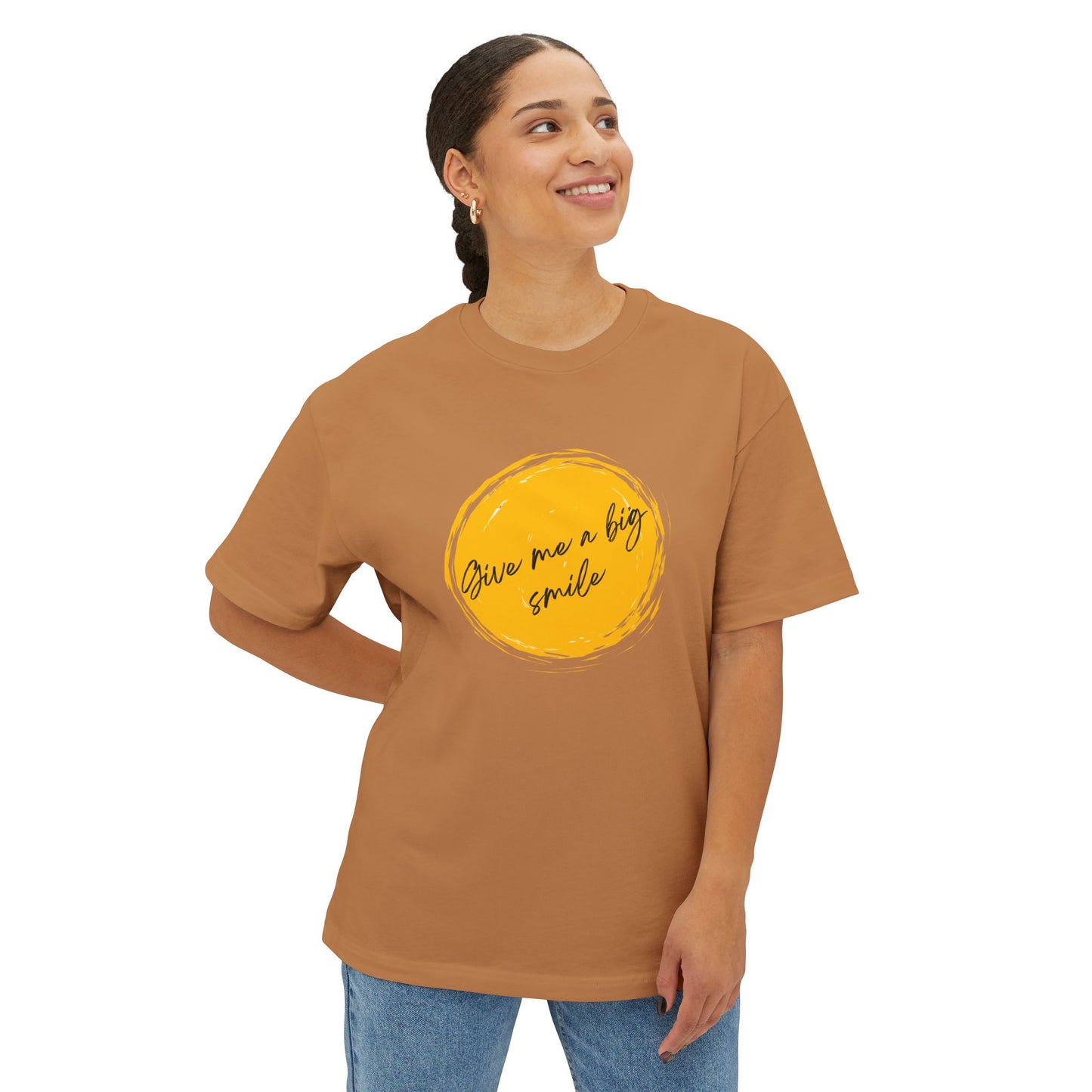 Women's/Unisex Oversized Boxy Tee Graphic Give Me A Big Smile