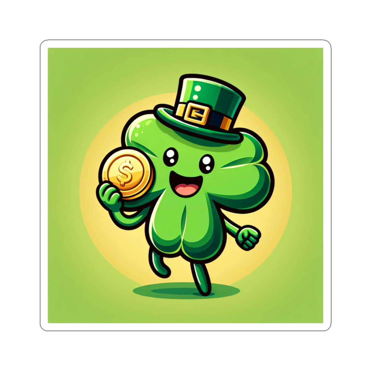 Lucky Clover Character Kiss-Cut Sticker Stickers for St. Patrick's Day Decor