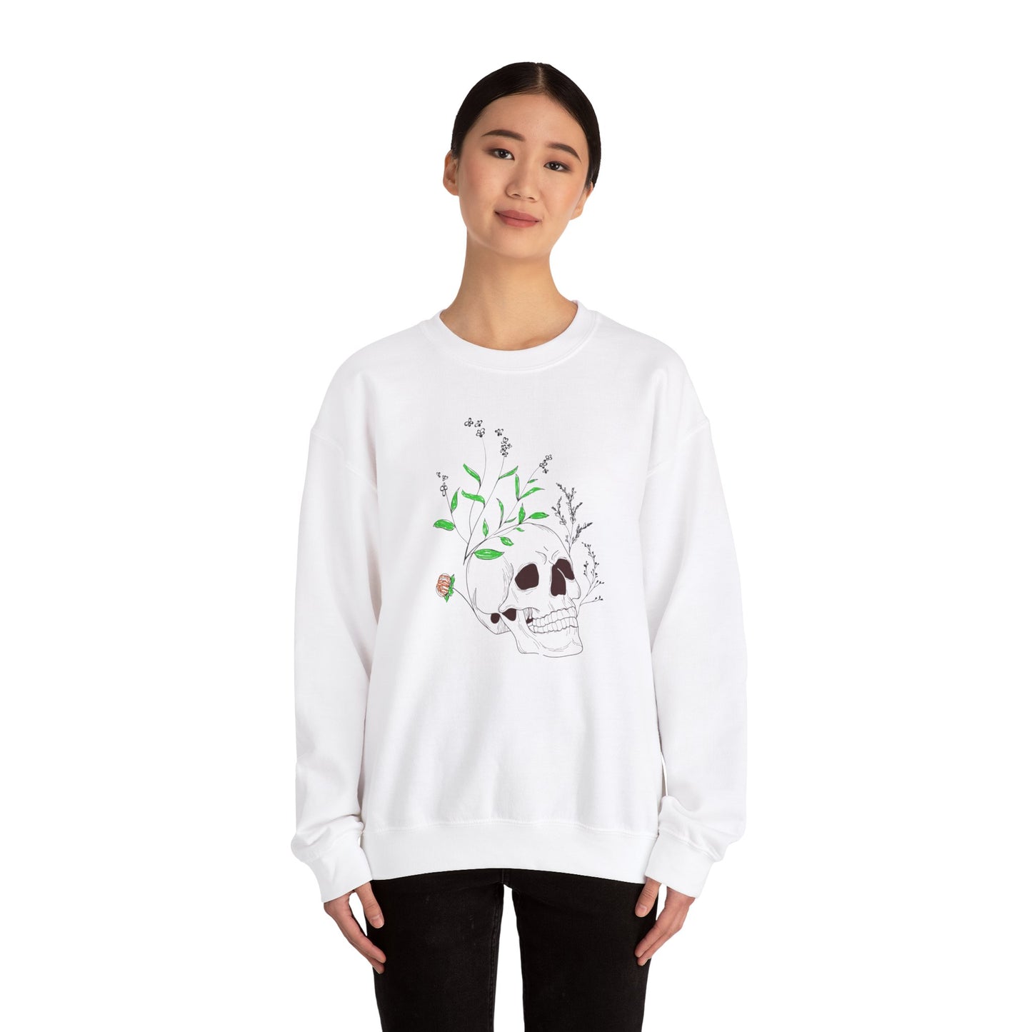 Floral Skull Unisex Sweatshirt - Comfortable Blend, Ethically Made